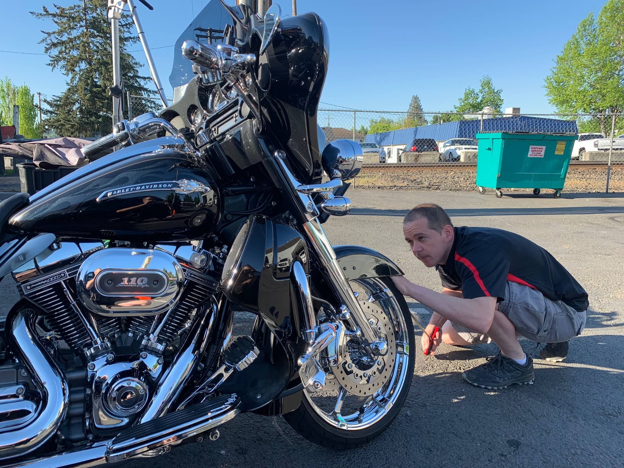 Dent Repair on Harley Fender